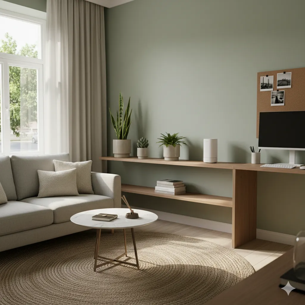 Well-organised small apartment space promoting mental clarity